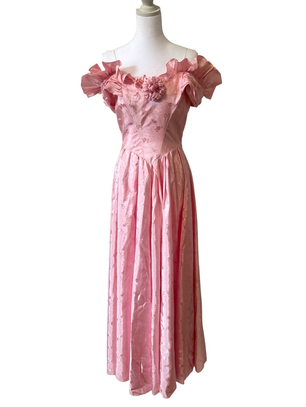 Vintage Pink Taffeta Prom Dress Ball Gown 80s Sixteen Candles Halloween Costume